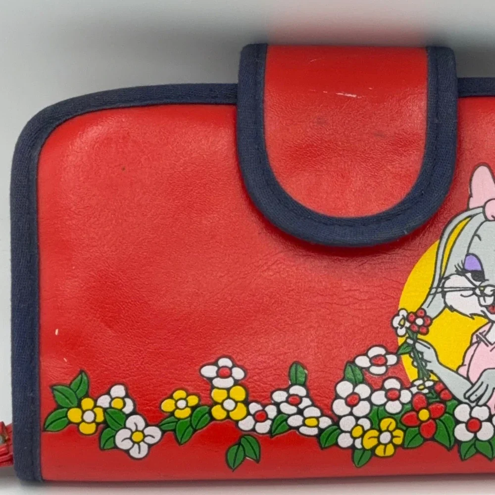 VTG 1980 Warner‎ Bros Wallet Looney Tunes Honey Bunny Floral Wristlet Coinpurse